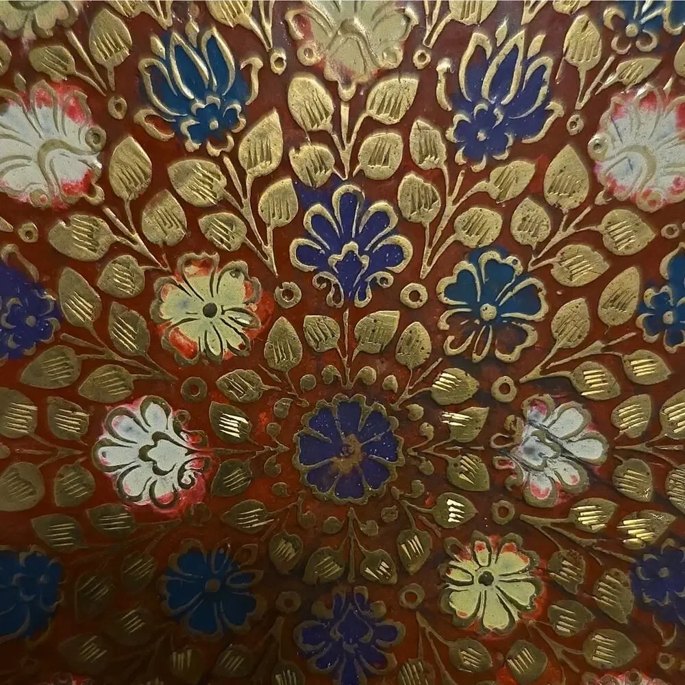 Vintage Meenakari Brass Plate 7.5